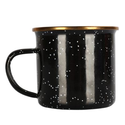 Black gold rim design enamel mug (1)