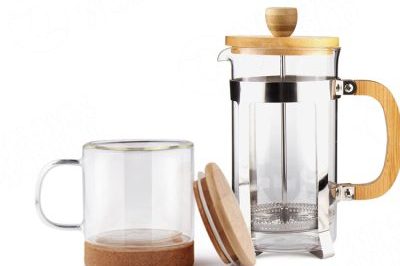 Double glass transparent mug with lid (1)