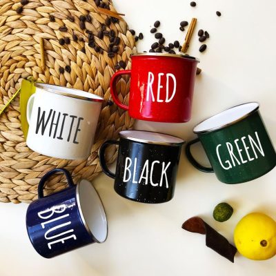 Printed tin enameled metal mug (5)