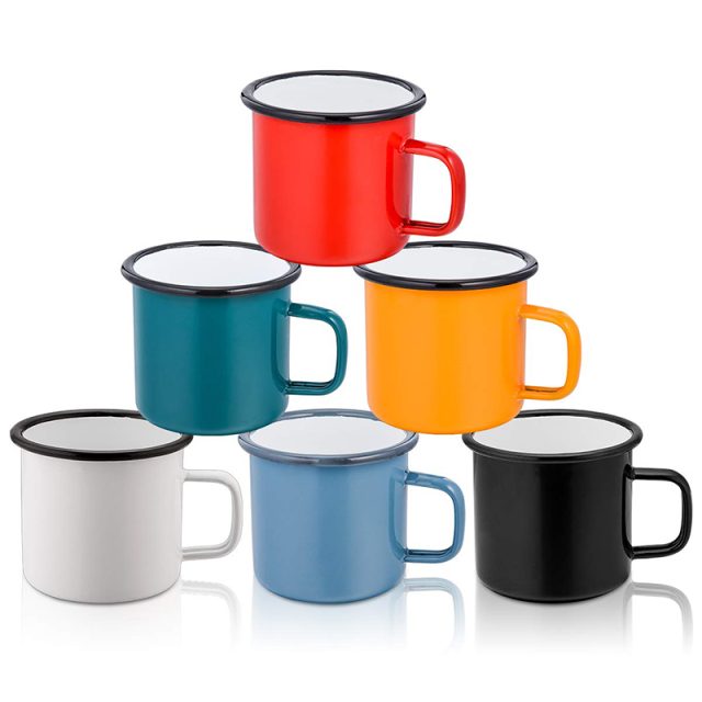 White printed spot steel enamel mug (5)