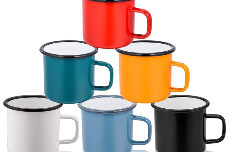 White printed spot steel enamel mug (5)