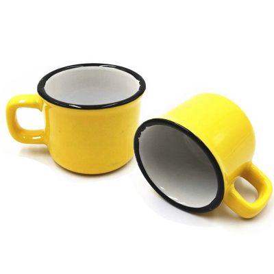 Yellow mini high quality enamel mug (3)
