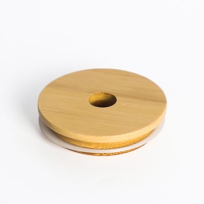 Wholesale reusable mug bamboo lid with hole (2)