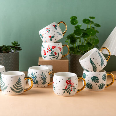 Creative 2025 ceramic mug with flower design