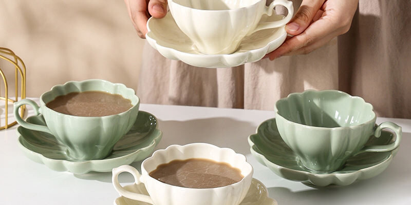 Handmade Solid Color Ceramic Tea Mug with Saucer & Spoon (5) ceramic tea mug with saucer and spoon