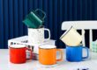 350ml retro enamel mug with stainless steel