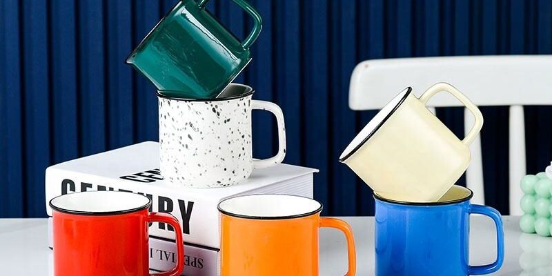 350ml retro enamel mug with stainless steel