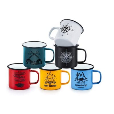 350ml retro enamel mug with stainless steel