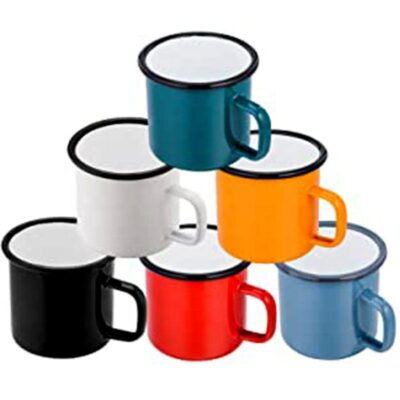 350ml retro enamel mug with stainless steel