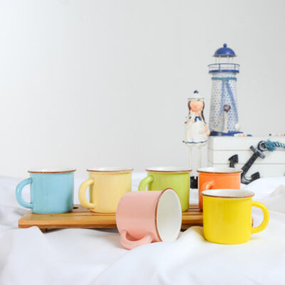 Colorful enamel mugs mini cups