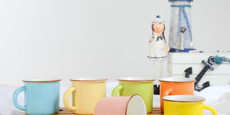 Colorful enamel mugs mini cups