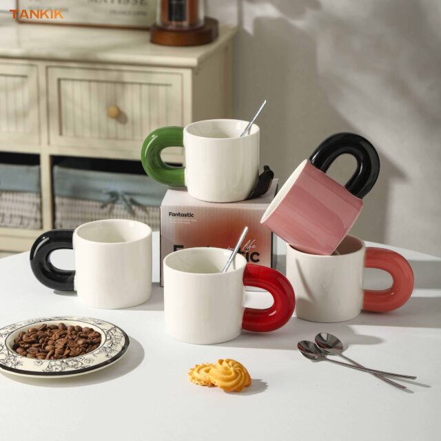 custom logo ceramic mug with handle