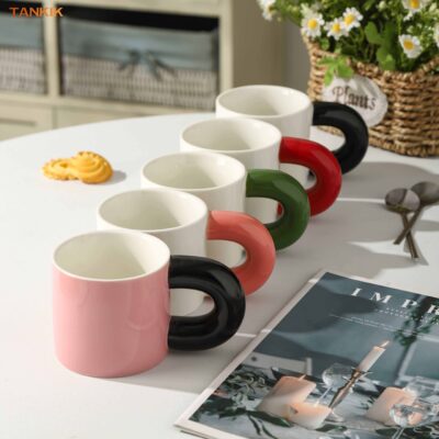 custom logo ceramic mug with handle