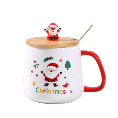 ceramic mug with lid and spoon