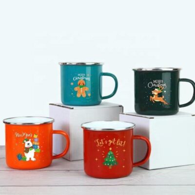 ceramic enamel mugs with rolled rim