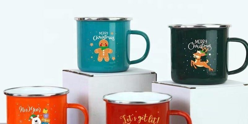 ceramic enamel mugs with rolled rim