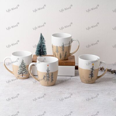 Rustic 15oz grey white ceramic coffee mug