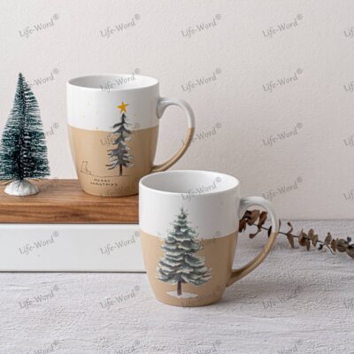 Rustic 15oz grey white ceramic coffee mug