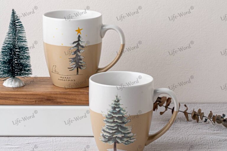 Rustic 15oz grey white ceramic coffee mug