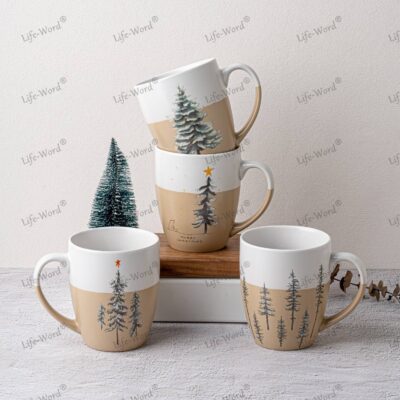 Rustic 15oz grey white ceramic coffee mug