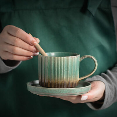 ceramic coffee cup with saucer