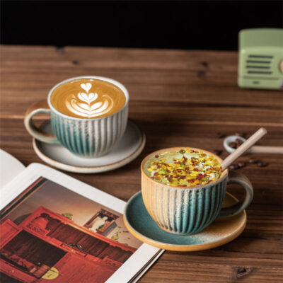 ceramic coffee cup with saucer