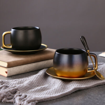 Nordic luxury gold rim ceramic cup