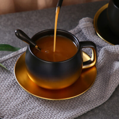 Nordic luxury gold rim ceramic cup