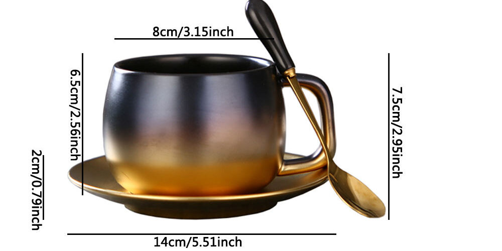 Wholesale Nordic Luxury Gold Rim Ceramic Cups with Saucers (4)