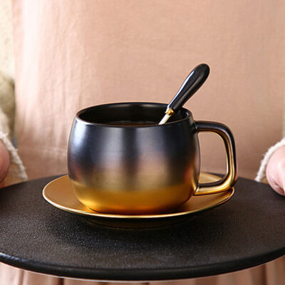 Nordic luxury gold rim ceramic cup