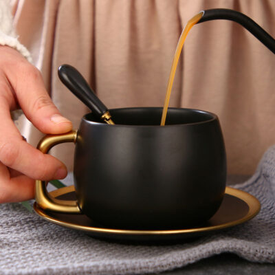 Nordic luxury gold rim ceramic cup