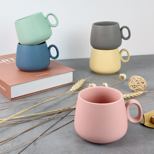 Handmade ceramic mug with creative color