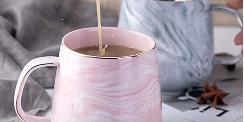 Marble Ceramic Tea & Coffee Mug Set with Gold Rim Lid Manufacturer (1) Luxury marble ceramic tea and coffee mug