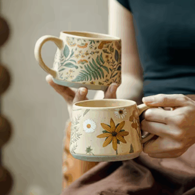 ceramic coffee and milk cup gift set