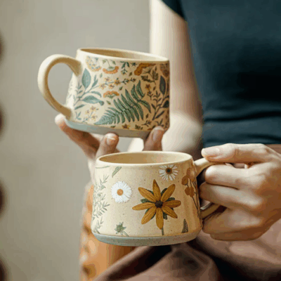 ceramic coffee and milk cup gift set