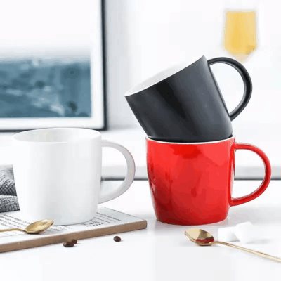 Wide handmade ceramic coffee mug