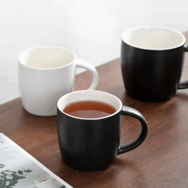 Wide handmade ceramic coffee mug